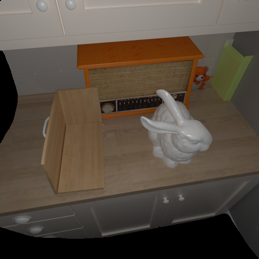 Kitchen synthetic input rendering under co-located light and camera